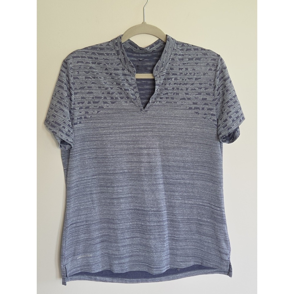 Women's Nike Golf Shirt Large Zonal Cooling Gray Blue Top